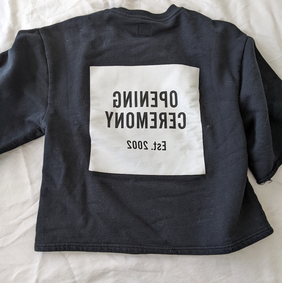 Opening Ceremony Cropped Logo Sweatshirt Black White - Picture 5 of 8